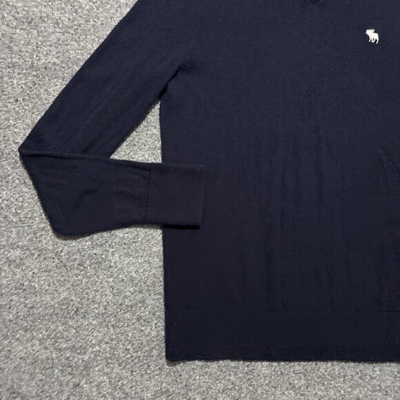 Abercrombie Fitch Sweater Size Small Navy Blue Wool Long Sleeve V-Neck Preppy - Picture 5 of 13